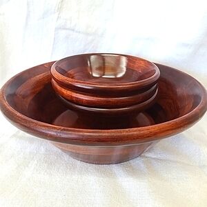 Vintage 1988's Wooden Salad Bowl Set Of 4